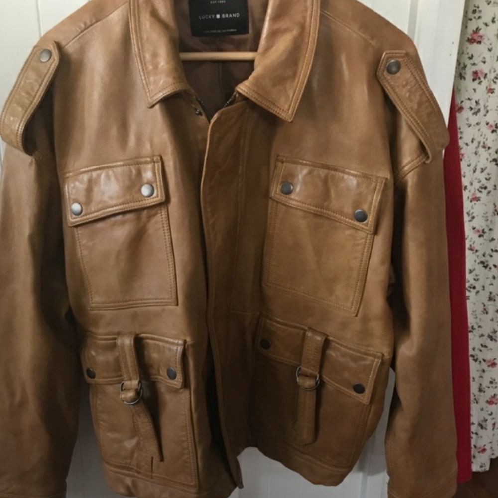 Lucky Brand brown leather jacket. XXL  1X